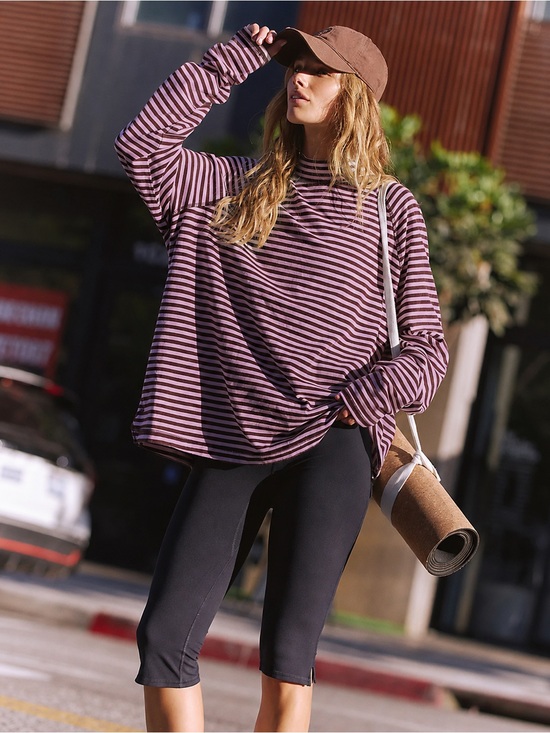 Free People Tops - Free People Movement Restoration Layer Tee Small NWOT Violet & Cocoa Brown